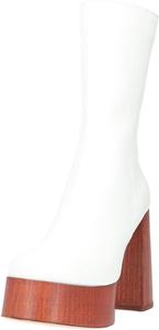 Женские ботильоны Miss Left с круглым носком, эластичной платформой, на высоком каблуке с пробковой подошвой, боковой молнией, массивным каблуком, супер высоким каблуком, элегантные туфли для выпускного и клубные, размеры 4-16 US, White