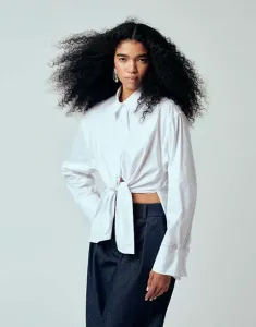 Белая рубашка оверсайз с завязкой спереди ASOS DESIGN