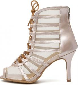 Женские Бальные Танцевальные Туфли DKZSYIM на Высоком Каблуке с Ботильонами для Танцев, Модель QJW1023, Nude-3 1/3" Heels-Zg-Rubber Sole-L447