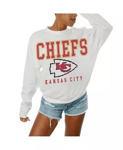 Женская белая толстовка-пуловер Kansas City Chiefs Sunday Drives с круглым вырезом Gameday Couture