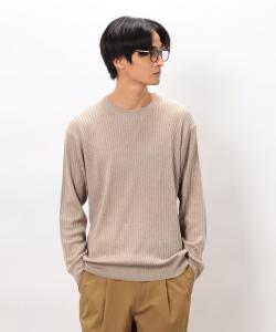 Вязаный свитер с круглым вырезом в японских цветах Comme Ca Ism, цвет White-Brown (Beige)