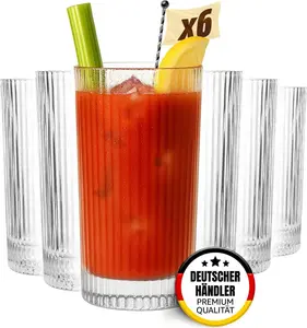 Набор из 6 стаканов для лонг-дринков Muvell Франция (380 мл) - стаканы для латте макиато и питьевые стаканы - толщина стекла 3 мм - идеально подходит для матча, коктейлей и воды - можно мыть в посудомоечной машине и он ударопрочный. MUVELL