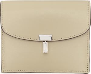 Визитница из бежевой кожи с замком T-Lock TOTEME