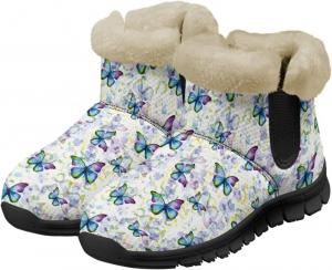 Женские зимние ботинки Jeiento Butterfly с мехом, пушистые, утепленные, удобные для зимы, Color Butterfly