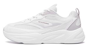 QIAODAN Низкие, амортизирующие, противоскользящие и износостойкие кроссовки для бега, женские, белые, фиолетовые