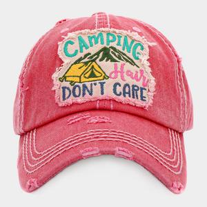 Винтажная бейсболка "CAMPING HAIR DON'T CARE" FASHNZFAB, розовый