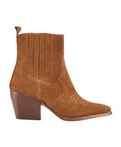 Кожаные ботильоны в ковбойском стиле на каблуке 7 см Cosmoparis, коричневый