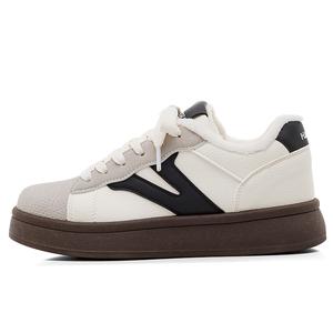 HUANQIU Термические увеличивающие высоту легкие низкие кеды Casual Women's Beige Black