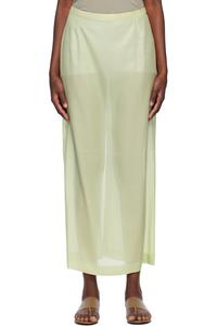 Макси-юбка из шелкового газона с фольгированным принтом Auralee, зеленый