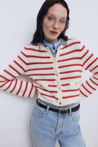 Кардиган структурной вязки H&M, белый