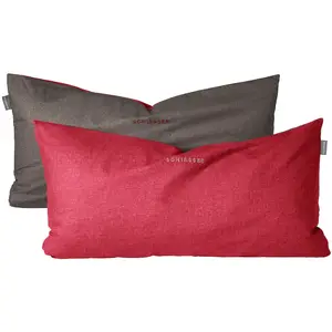 Наволочки Doubleface из мягкого хлопка с благородным меланжевым эффектом в реверсивном дизайне Made in Green Schiesser, Rot-Dunkelgrau