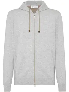 Кашемировое худи на молнии Brunello Cucinelli, серый
