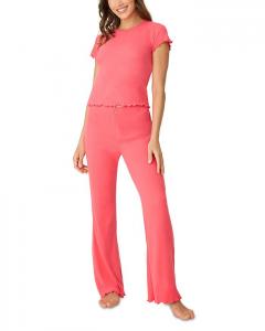 Тропикальный пижамный комплект с ажурной вязкой PJ Salvage, розовый