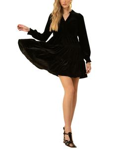 Платье Hale Bob из бархата с ярусами Hale Bob, черный