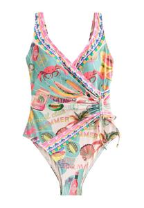 Купальник Next RUCHED SIDE TUMMY CONTROL PETITE, Conversational Print/Green