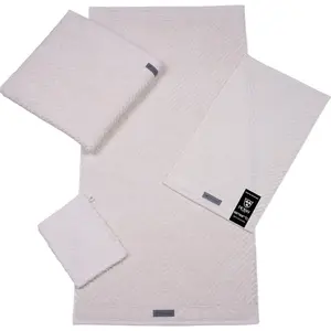 Полотенце Smart однотонное с ребристой фактурой и велюровой этикеткой Ross, Natur