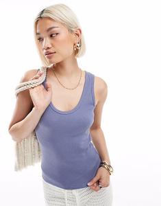 Топ Brave Soul с круглым вырезом в рубчик синего цвета