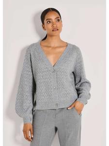 MADELEINE Элегантный кардиган с ажурным узором в серебристо-сером/бежевом/меланжевом цвете