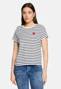 Футболка с принтом mit rundhalsausschnitt kurzarm Cartoon, Weiß/Dunkelblau