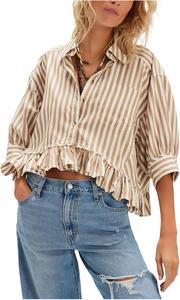 Рубашка Free People We The Free Bailey Stripe Shirt, цвет Neutral Combo