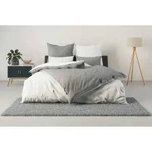 Двустороннее постельное белье мой дом «DESNER2», премиум качества, очень мягкое, однотонное, размером 135х200 см My Home, серый/серебряный