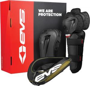Комплект для верховой езды EVS SPORTS Slam Combo | Включает налокотники Option, наколенники Option и гоночный воротник R2 (черный, взрослый)