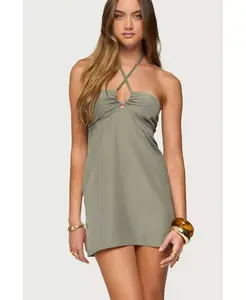 Женское мини-платье Anetta с вырезом-замком и вырезом-халтером Edikted, зеленый