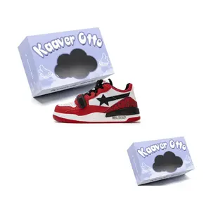 KAAVER OTTO Износостойкие и легкие мид-топ скейтбордские кроссовки унисекс коробка - черный красный, цвет Black Red