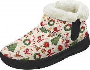 Женские зимние ботинки на низком каблуке, водонепроницаемые, легкие, теплые, с плюшевой отделкой, противоскользящие модные ботинки, размеры 36-44 Quxjehoe, Merry Christmas