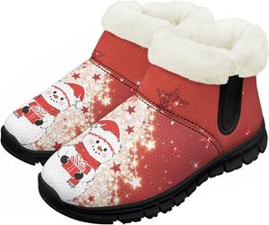 Зимние ботинки для малышей для мальчиков и девочек, утепленные и очень легкие с плюшевой подкладкой и подошвой с противоскользящим эффектом Chririnla, Christmas Tree Snowman