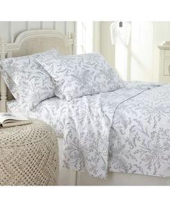 Набор простыней из 4 предметов с цветочным принтом Winter Brush Southshore Fine Linens, белый