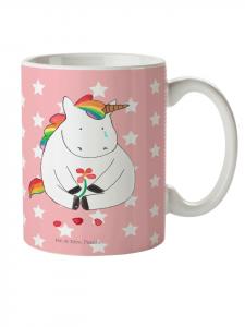 Детская кружка с рисунком грустный единорог без надписи в пастельно-красном цвете Mr. & Mrs. Panda