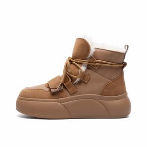 ZHR Термоизолированные водонепроницаемые зимние ботинки женские Camel Suede на толстой подошве JT52, цвет Camel Suede Thick Sole-JT52