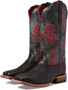 Женские вестерн-сапоги Ariat Frontier Farrah, Chocolate Floral Emboss/Wild Rose Print