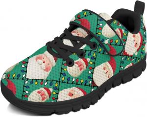 Детские спортивные кроссовки для девочек на рождественскую тематику с застежкой-липучкой, милым принтом, из дышащей сетки, для малышей и детей постарше, размер US 10.5-2.5 Watdotory, светло-зеленый