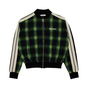 Куртка Palm Angels Classic Logo Check Bomber Jacket Green/Off White, зеленый
