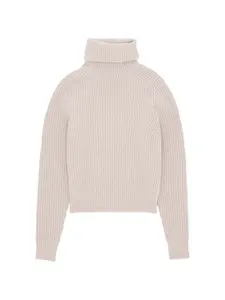 Вязаный свитер с воротником-гольф Laura Fortela, бежевый