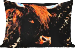 Подушка для улицы - Шотландский горный скот - Животные - Принт пантеры - 60 x 40 см - Водонепроницаемая - Подушка для отдыха - Декоративная подушка - Подушка для дома MuchoWow