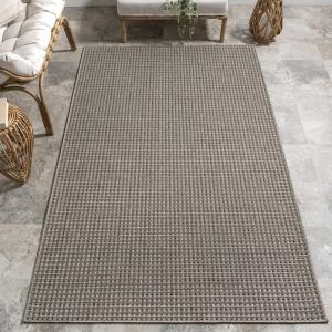 Ковер nuLOOM, 122 x 183 см, плюшевый для дома и улицы, устойчивый к ультрафиолету, с длинными петлями, сертифицированный Oeko-TEX, для патио, балкона, цвет Maeva Light Grey