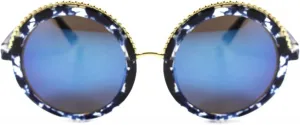 Женские солнцезащитные очки KISS в стиле ретро с синими зеркальными линзами и круглым оправой, Blue