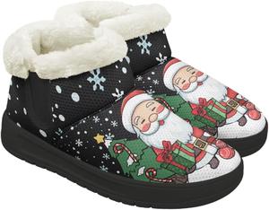 Рождественские ботинки Forchrinse для женщин и мужчин, зимние пушистые снежные ботильоны, удобные теплые короткие ботинки для прогулок, Santa Claus Printed