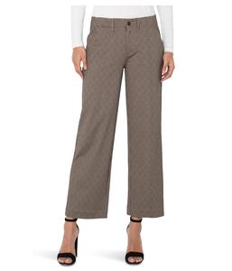 Брюки Liverpool Los Angeles Petite Mid-rise Wide Leg Crop Trouser W/ Flap Pockets 25" Inseam, цвет Camel/Sand Stripe