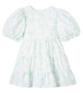 Хлопковое платье с рукавами-фонариками Printed Tartine et Chocolat, Vert D'Eau