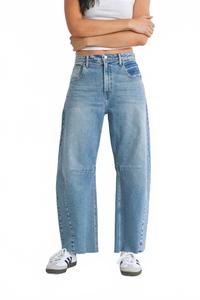 Джинсы с бочкообразным швом, светло-синяя стирка Just Black Denim, Light Wash