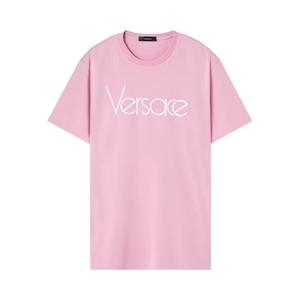 Versace Футболка из джерси 80-х с вышивкой, цвет Розовый/Белый