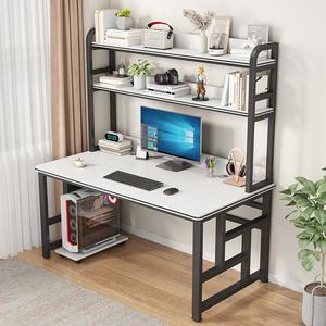 Компьютерный стол Xinmeikai с полками, черная рама + белые полосы, 160x60x170 см