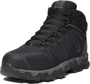 Timberland PRO мужские промышленные рабочие кроссовки Powertrain Sport Mid Alloy Safety Toe, Black/Grey