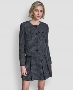 Женский укороченный жакет без воротника с четырьмя пуговицами DKNY, Navy Combo