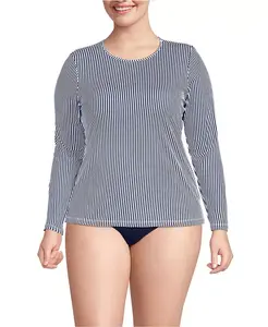 Пляжная рубашка с длинным рукавом Plus Size SunShade UPF 50 Lands' End, синий