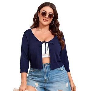 Женский болеро-кардиган с завязкой спереди, риб Seoria, Navy Blue